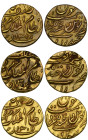 India, Hyderabad, Mir Mahbub Ali Khan (AH 1285-1329; AD 1869-1911), quarter-ashrafis (3), 1305 (2) and 1307, 2.76g, 2.78g, 2.76g (KM Y.20), first dama...
