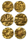 India, Hyderabad, Mir Mahbub Ali Khan (AH 1285-1329; AD 1869-1911), eighth-ashrafis (3), comprising 1313 (2), 1.37g, 1.39g (KM Y.19), virtually as str...