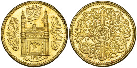 India, Hyderabad, Mir Usman Ali Khan (AH 1329-67; AD 1911-48), ashrafi, 1343/14, 11.15g (KM Y.57a), slight staining, faint marks, otherwise virtually ...