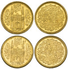 India, Hyderabad, Mir Usman Ali Khan (AH 1329-67; AD 1911-48), quarter-ashrafis (2), 1343/14 and 1345/16, 2.76g and 2.78g (KM Y.55), virtually mint st...