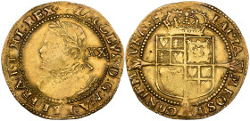 James I, Third coinage (1619-25), laurel, m.m. trefoil, fourth bust, 8.98g (N. 2114; S. 2638B), slightly bent and portrait weakly struck, fine to very...