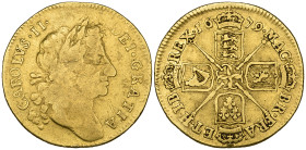 Charles II, guinea, 1679, fourth bust, normal legends (S. 3344), old scuffs and slightly bent, fair to fine

Estimate: 500 - 700