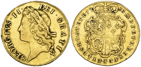 George II, guinea, 1733, second bust, with larger lettering (S. 3674), light test-mark (?) below bust and with a small rim bruise, good fine

Estima...