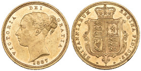 g Victoria, young head, half-sovereign, 1887 S (S. 3862 E), obverse scuffed, about extremely fine, reverse better 

Estimate: 300 - 400