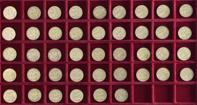 g Victoria, Jubilee head, sovereigns (42), various dates and mints 1887-93, gene...