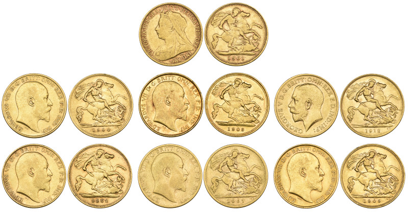 g Victoria- George V, half-sovereigns (7), 1901, 1902, 1903 S, 1904, 1907, 1909,...