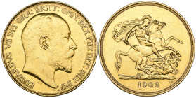 g Edward VII, Coronation, 1902, five-pounds, heavily scuffed and has been cleaned, about very fine

Estimate: 1500 - 2000