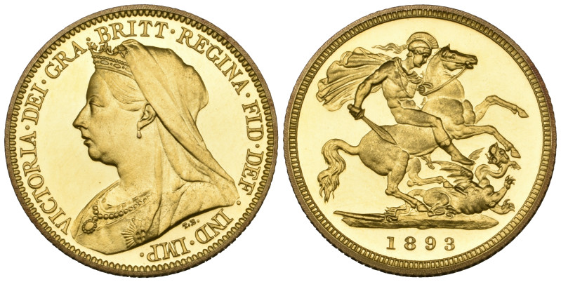 g Victoria, old head, proof half-sovereign, 1893, very light hairlines, virtuall...