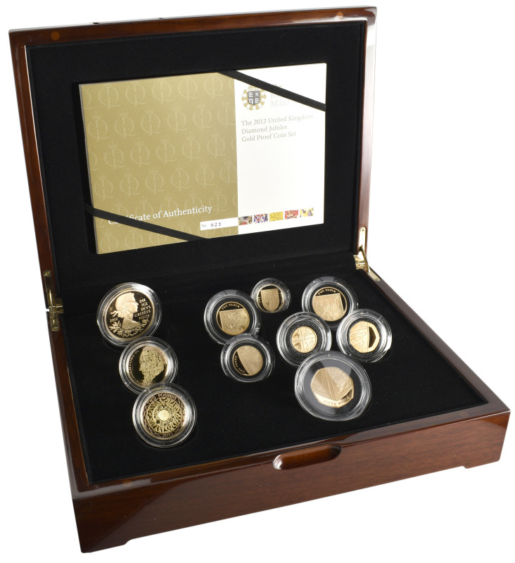 g Elizabeth II, Diamond Jubilee, 2012, proof set of 10 coins all struck in gold,...