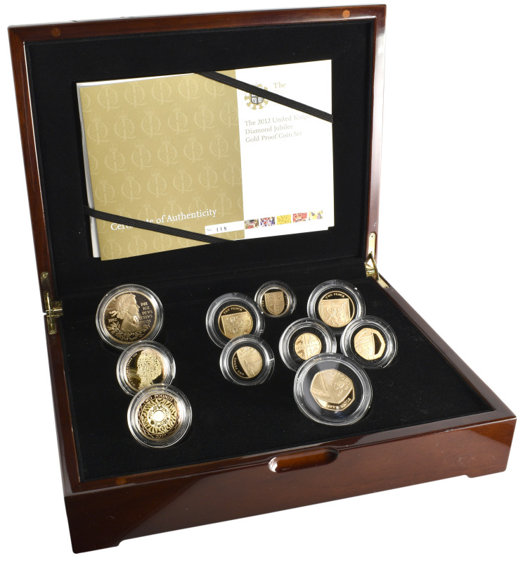 g Elizabeth II, Diamond Jubilee, 2012, proof set of 10 coins all struck in gold,...