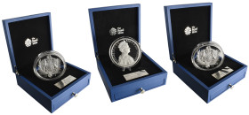 Elizabeth II, Diamond Jubilee, 2012, proof £5oo in silver (3), similar, each containing 1 kilo of fine silver, obv., Jubilee portrait right, by Ian Ra...