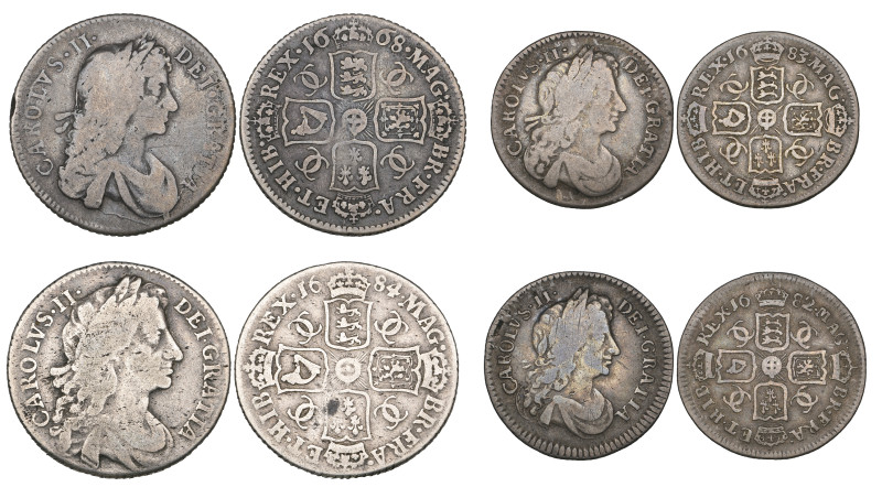 Charles II, shillings (2), 1668 second bust, 1684 fourth bust (E.S.C. 511, 559; ...