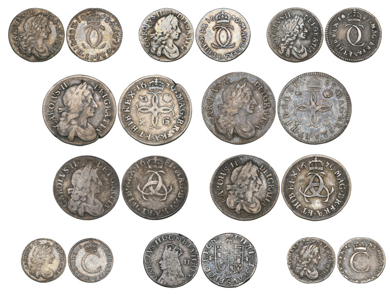 Charles II, various small silver coins (10), comprising type D undated twopence ...