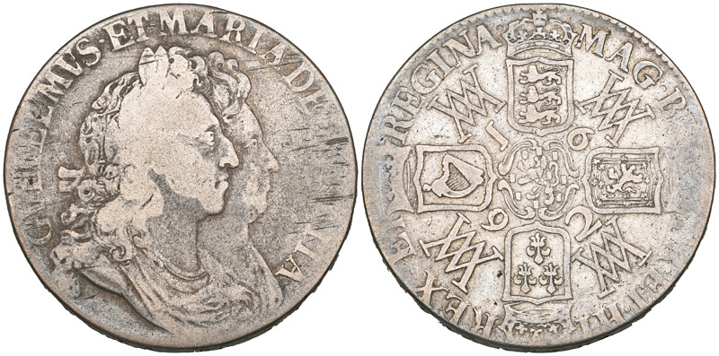 William and Mary, crown, 1692 QVARTO (E.S.C. 822; S. 3433), fair, reverse better...