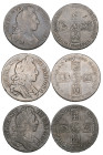 William III (1694-1702), crowns (3), 1696 first bust, 1696 third bust, 1700 D. TERTIO (E.S.C. 995, 1004, 1011; S. 3470, 3472, 3474), fair to fine (3)...