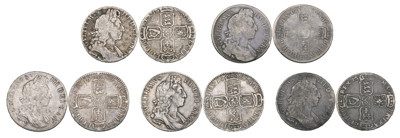 William III, halfcrowns (5), comprising 1697 (S.3487), good fine and provincial ...