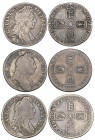 William III, shillings (3), all York mint, 1696 Y, 1696 y and 1697 y third bust (E.S.C. 1189, 1191, 1199; S. 3503, 3502, 3510), very good to fine (3)...