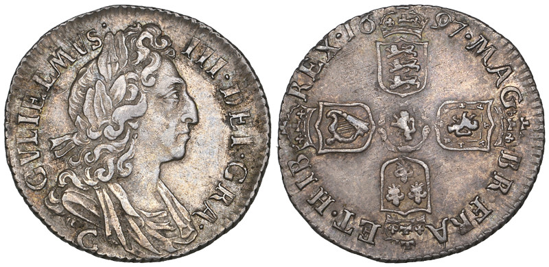 William III, sixpence, 1697 C, third bust, small crowns (E.S.C. 1276; S. 3543), ...