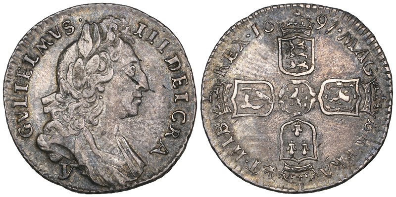 William III, sixpence, 1697 y (E.S.C. 1298; S. 3536), very fine

Estimate: 70 ...