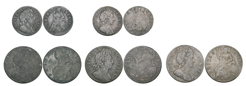 William III, copper halfpennies (3), 1695, 1699 second issue, 1699 third issue a...