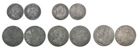 William III, copper halfpennies (3), 1695, 1699 second issue, 1699 third issue and farthings (2), 1696, 1699, 1695 halfpenny corroded, generally very ...