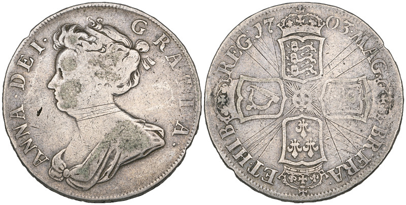 Anne, Before Union with Scotland, halfcrown, 1703, plain below bust (E.S.C. 1357...