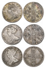 Anne, After Union with Scotland, halfcrowns (3), 1707 E SEXTO, 1708 plumes, 1712 roses and plumes UNDECIMO (E.S.C. 1379, 1369, 1374; S. 3605, 3606, 36...