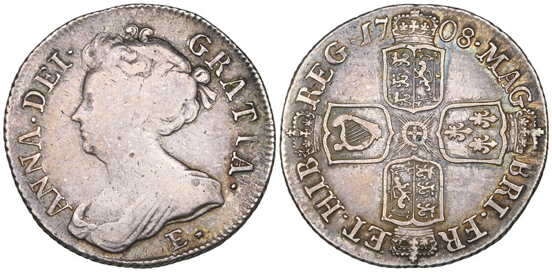 Anne, shilling, 1708 Eê, Edinburgh local bust variety 2 (E.S.C. 1431 (var. with ...