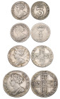 Anne, shilling, 1711, fourth bust (E.S.C. 1408, S. 3618), good fine and sixpence, 1707 E (E.S.C. 1464; S. 3620), very fine; with fourpence, 1704, poor...