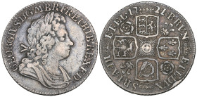 George I, shilling, 1721/18 ‘plumes and roses’, the emblems being placed in incorrect order, 21 of date over 18 (E.S.C. 1580; S. 3645), good fine and ...