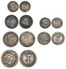 George I, set of 4 small silver coins, 1723, comprising fourpence, threepence, twopence and penny (E.S.C. 1617; S. 3658), threepence slightly flawed, ...