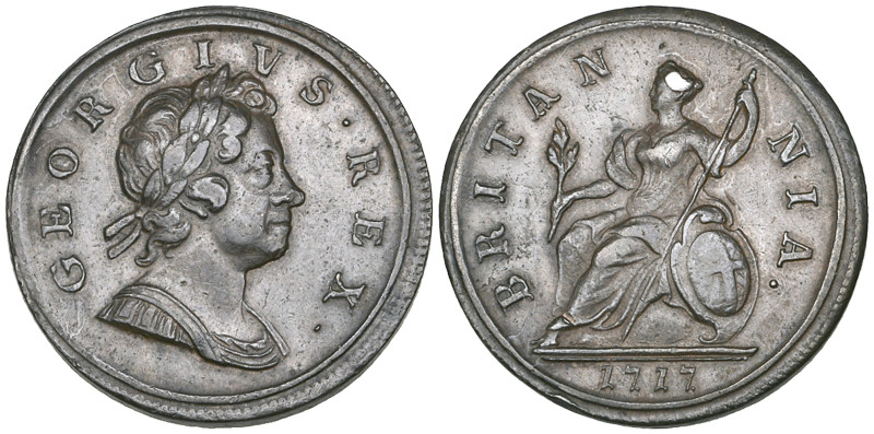 George I, First ‘Dump’ issue, halfpenny, 1717 (B.M.C. 768; S. 3659), very fine o...