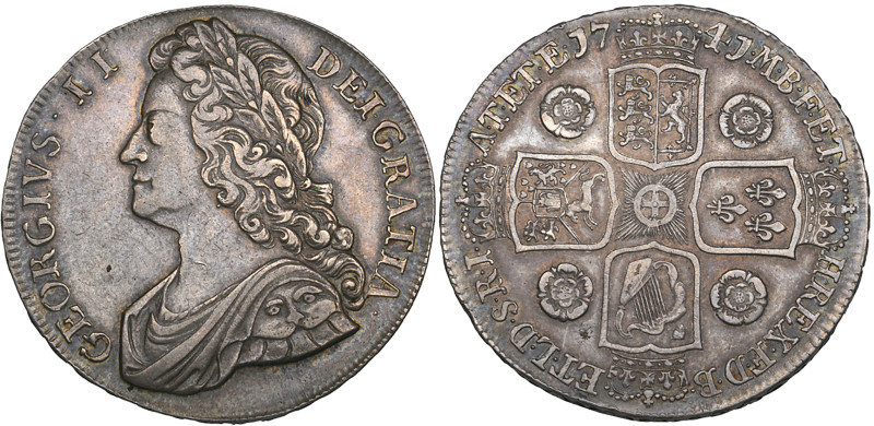 George II, young head, crown, 1741 roses (E.S.C. 1666; S. 3687), very fine to go...