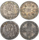 George II, old head, halfcrowns (2), 1745/3 roses, 1746 LIMA (E.S.C. 1686, 1688; S. 3694, 3695A), second haymarked, generally good fine (2)

Estimat...
