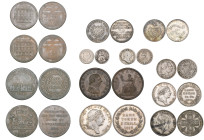 George III, Bank tokens for 3 shillings, 1812 second bust, eighteen pence, 1813 (E.S.C. 2077, 2119; S. 3770, 3772) and copper penny, 1807, good very f...