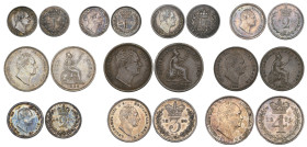 William IV, maundy set of 4 coins, 1834, comprising fourpence, threepence, twopence and penny (E.S.C. 2552; S. 3840), threepence very fine, others ext...
