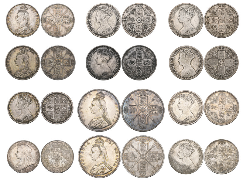 Victoria, ‘Godless’ florin, 1849 and ‘Gothic’ florins (6), 1856, 1865, 1869, 187...