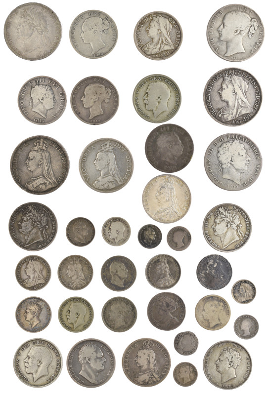 Miscellaneous: George III - Victoria, crowns (5), 1819 LIX, 1821, 1844, 1890, 18...