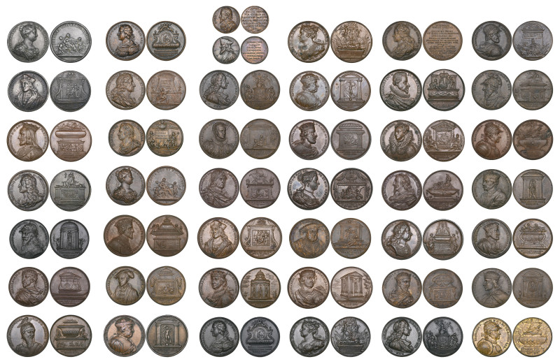 George II, Kings & Queens of England, 1731, 34 bronze medals by J. Dassier, c. 4...