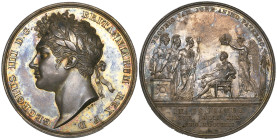 George IV, Coronation, 1821, official silver medal, by Benedetto Pistrucci, (B.H.M. 1070; Eimer 1146; Eimer 1146; Wollaston 24), mint state, deeply to...