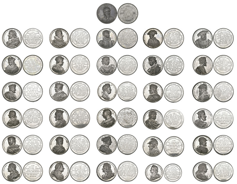George IV, Kings and Queens of England, a set of white metal medals depicting mo...