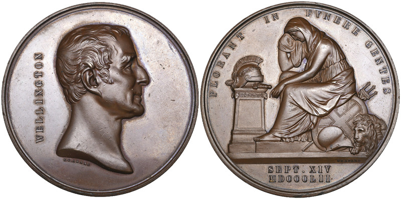 Victoria, Death of the Duke of Wellington, 1852, large copper medal, by G.G. Ada...