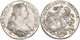 Austrian Netherlands, Maria Theresa, Châtellenie of Ypres, silver jeton, undated (1750), by J. Roettier, 8.49g (de Coster 776), lightly cleaned, extre...