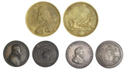 France, Paris Mint Restrike Medals (3), comprising: Henri III, Battle of Ivry (1590), in silver, 57mm; Cardinal Richelieu 1631, in bronze, 54mm; and F...