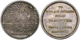 Germany, Baden, Birth of Princess Luise Amalie Stephanie, 1811, silver medal, by Johann Martin Buckle, City plan of Karlsruhe, rev., legend in six lin...