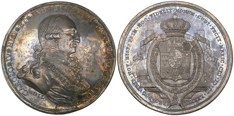 Mexico, Carlos IV, Proclamation in Mexico City, 1789, silver medal, Minería issu...