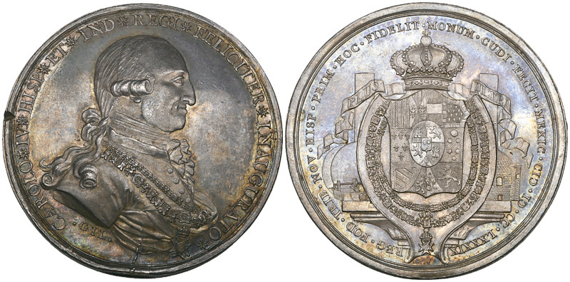 Mexico, Carlos IV, Proclamation in Mexico City, 1789, silver medal, Minería issu...