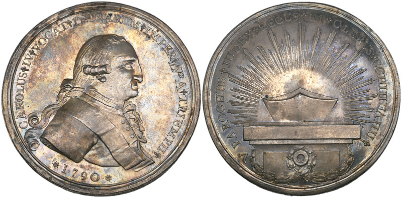 Mexico, Carlos IV, Proclamation in Chihuahua, 1790, silver medal, signed GIL, Ki...
