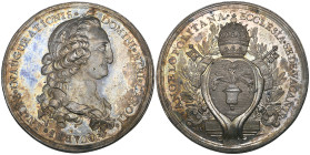 Mexico, Carlos IV, Proclamation in Puebla, undated [1790], Sede Vacante Bishopric issue, silver medal, by Gil, King’s bust right wearing Order of Carl...