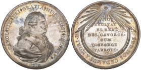 Mexico, Carlos IV, Proclamation in Real de Catorce, undated [1790], silver medal, by Gil, King’s bust right wearing sash, rev., starburst over legend ...